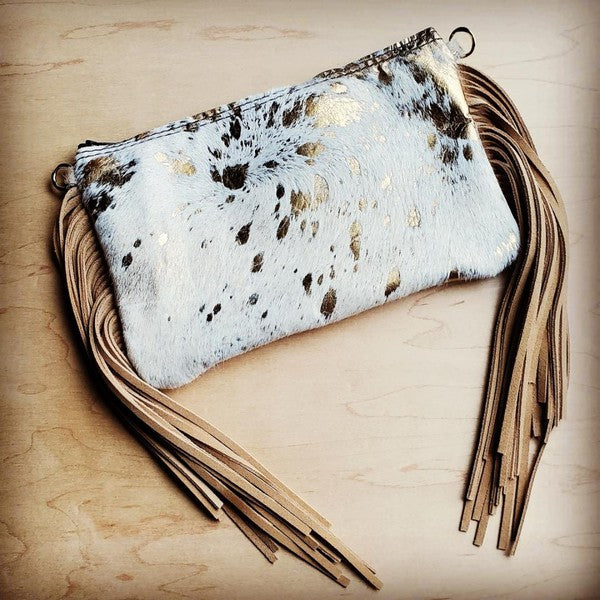 Cream and Gold Hair-on-Hide Clutch Handbag *Online Only