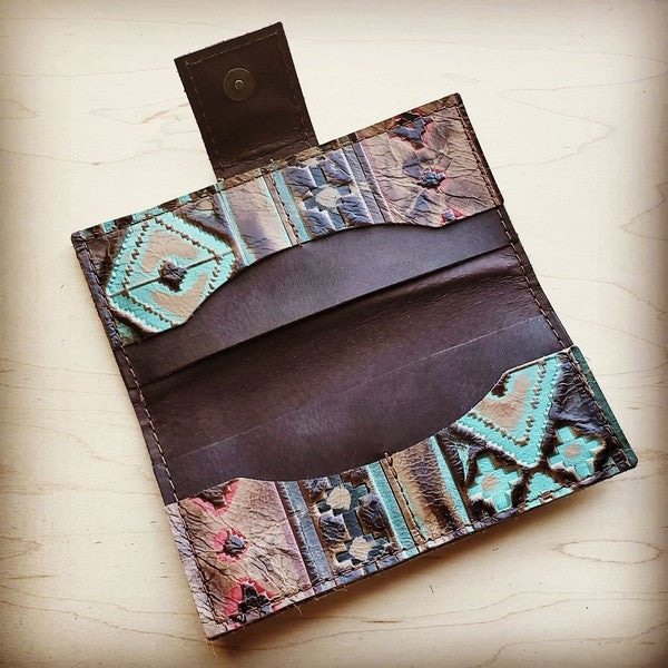 Embossed Leather Wallet in Santa Fe w/ Snap *Online Only