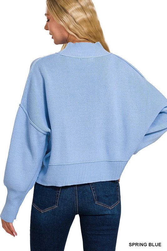 Oversized Side Split Cropped Sweater