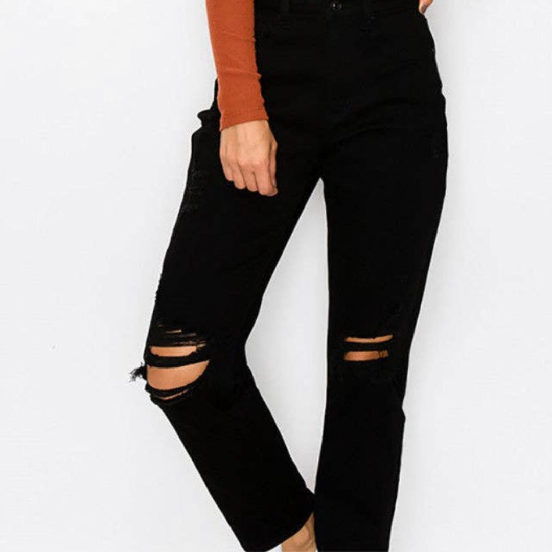 Basic Blown Out Knee Mom Jean