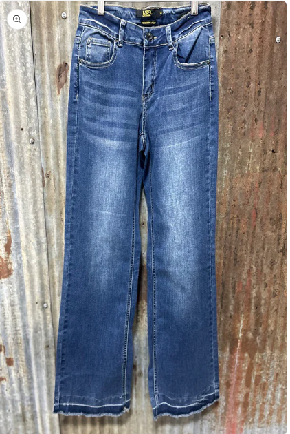 Mid Rise Bootcut Jean w/ Raw Hem
