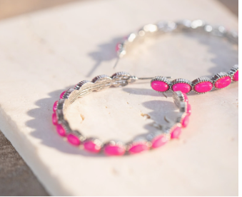 Rustic Couture's Stone Bead Hoop Earrings