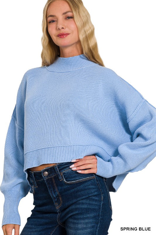 Oversized Side Split Cropped Sweater