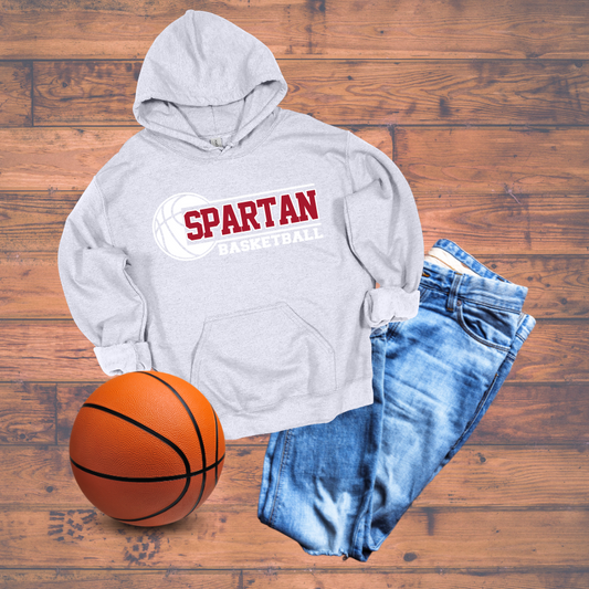 Grey Spartan Basketball  Hoodie