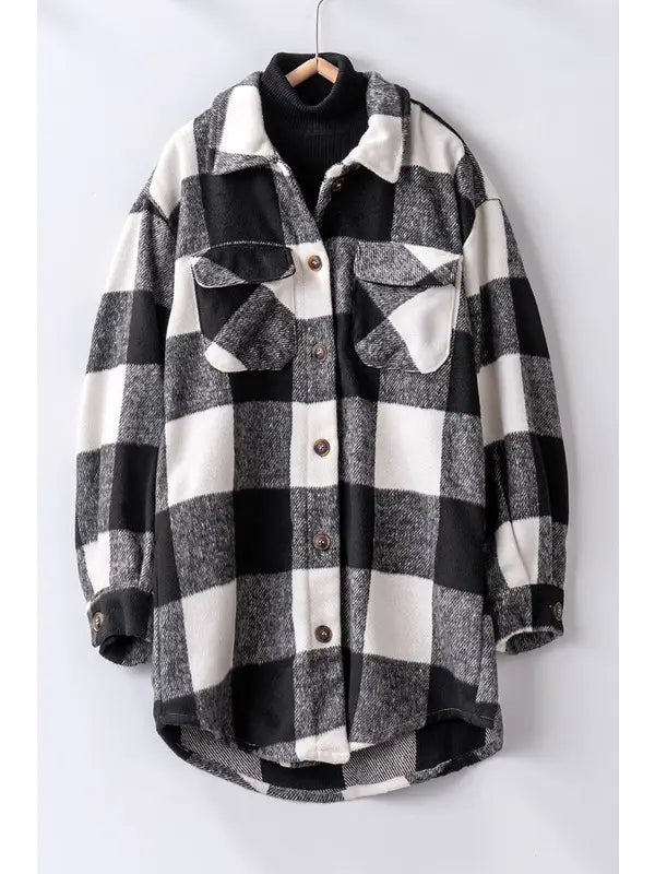 Winter Gingham Long Shacket