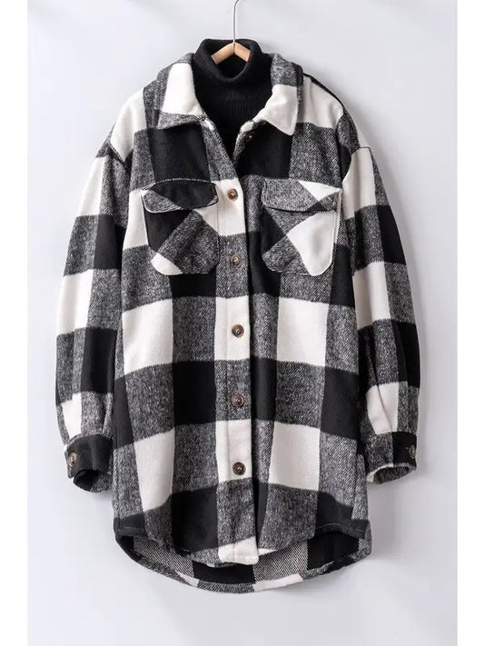 Winter Gingham Long Shacket
