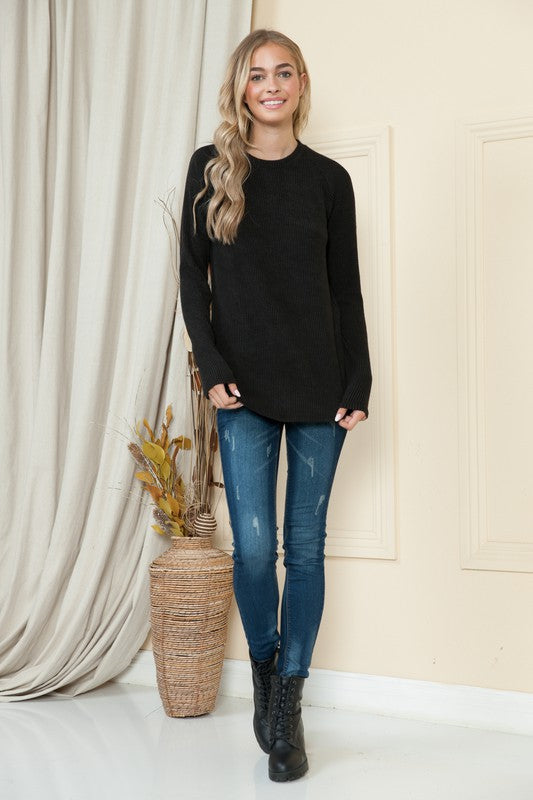 Plus Solid Ribbed Long Sleeve Top *ONLINE ONLY