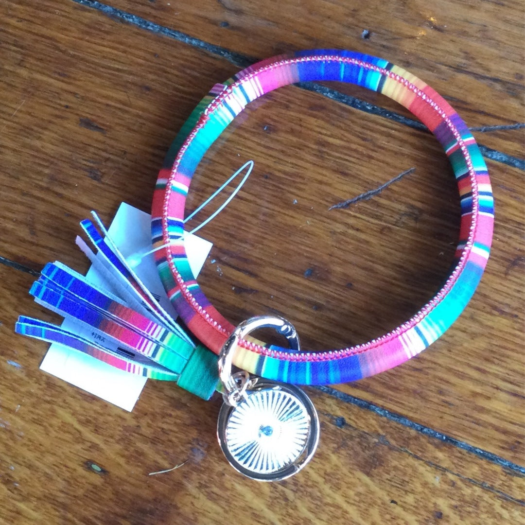 Serape Bangle Bracelet Keyring With Tassel
