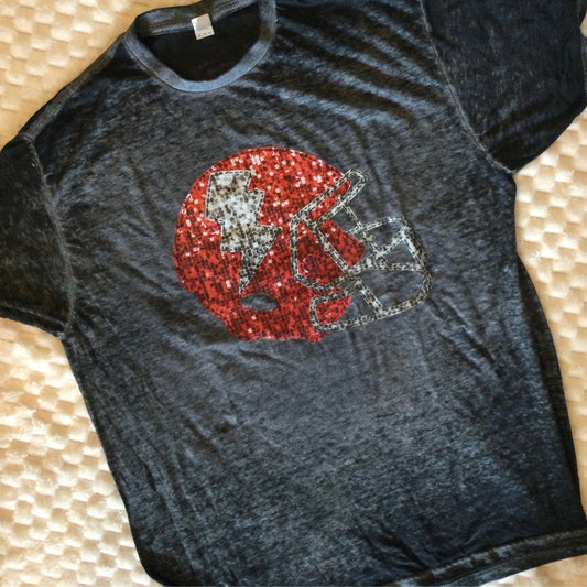 Football Burnout Faux Sequin Spirit Tee