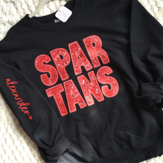 Faux Sequin Spartan Sweatshirt W/ Sleeve