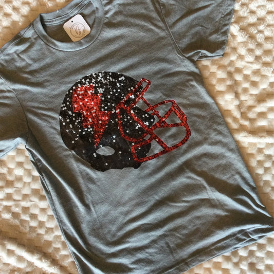 Football Pride Faux Sequin Helmet Tee