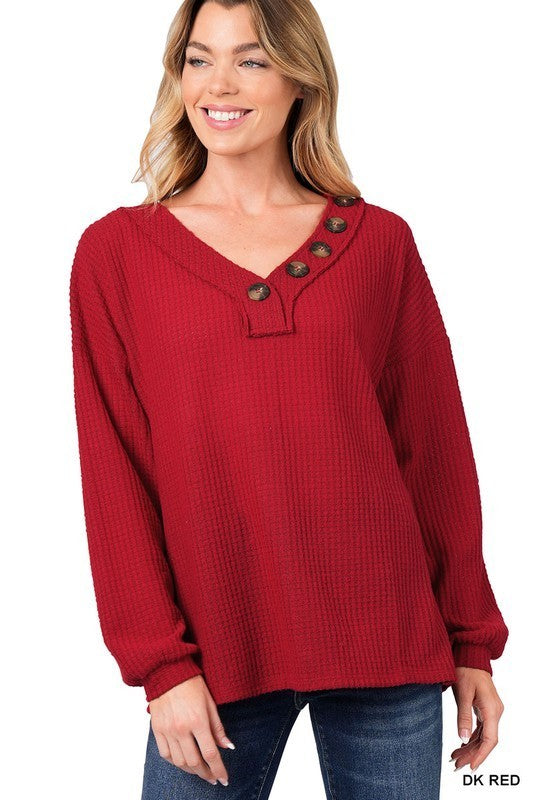 Waffle V-Neck Sweater