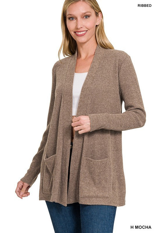 Heather Ribbed Cardigan