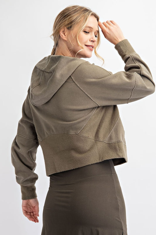 Plus Mineral Washed Hoodie Olive