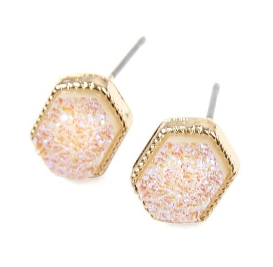 Druzy Hexagon Post Earrings