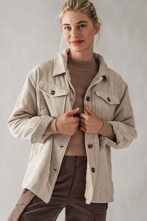 Sherpa Lined Corduroy Shacket